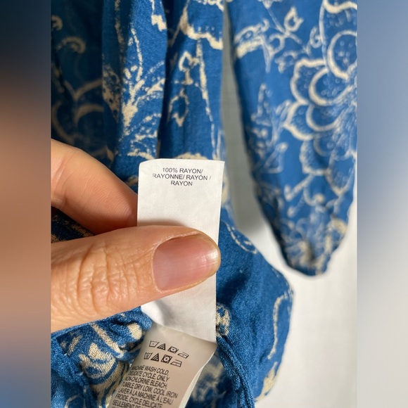 Lucky Brand Blue Floral Button Down Tunic Size M - Picture 4 of 8